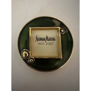Jay Strongwater Neiman Marcus 1907-2007 Mini Picture Frame Green Enamel Gold